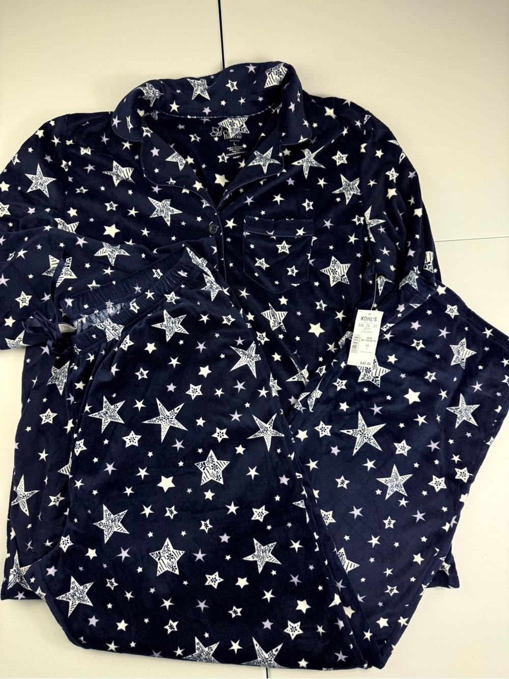 Croft & Barrow new women’s Navy Star-Print Fleece Pajama Set